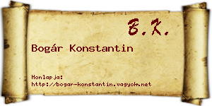 Bogár Konstantin névjegykártya